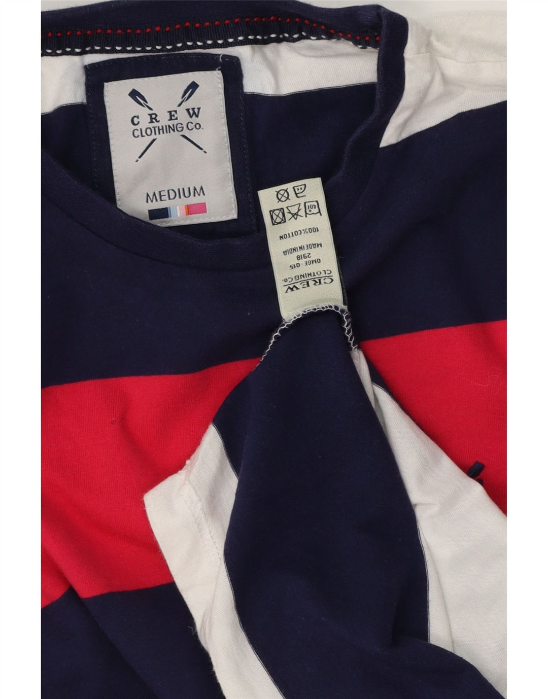 Crew Clothing Camiseta para hombre Top Medium Algodón a rayas multicolor