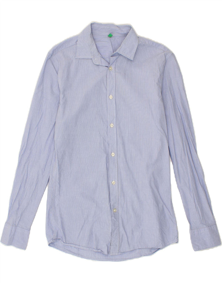 BENETTON Mens Shirt Small Blue Pinstripe Cotton Vintage Benetton and Second-Hand Benetton from Messina Hembry 