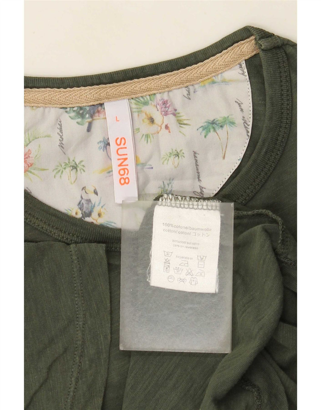 Sun68 - Camiseta para hombre, talla grande, color caqui, algodón