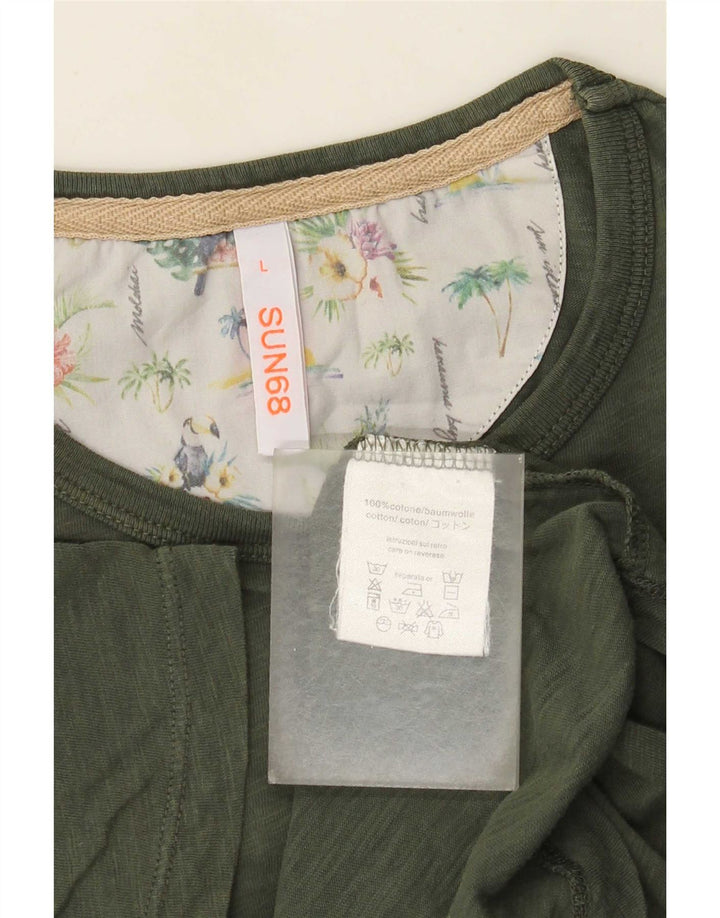 Sun68 - Camiseta para hombre, talla grande, color caqui, algodón