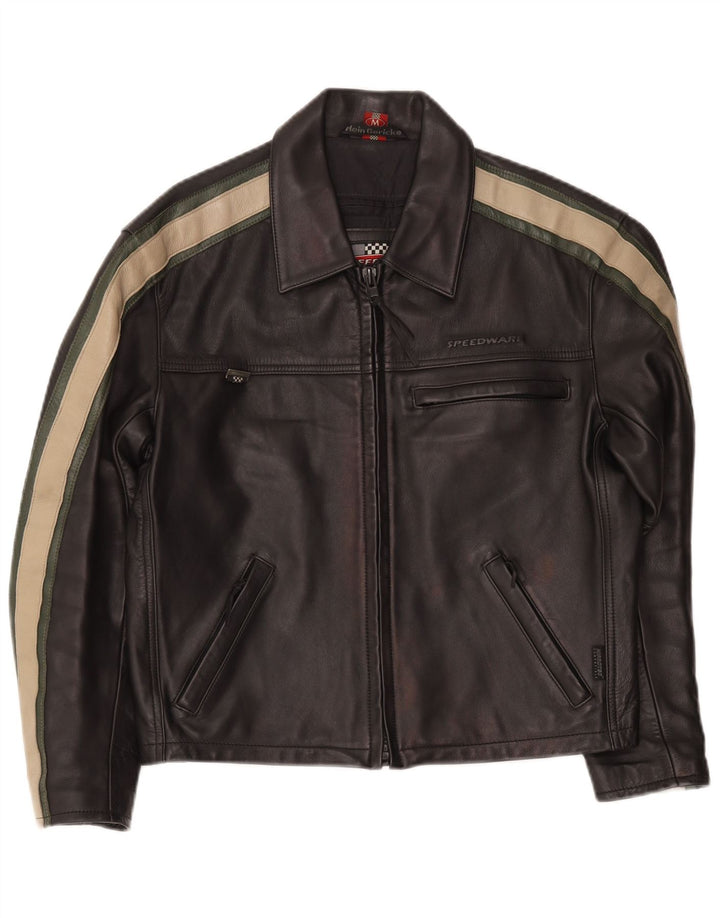 Hein Gericke Chaqueta motera de cuero para hombre UK 38 Medium Black Colourblock
