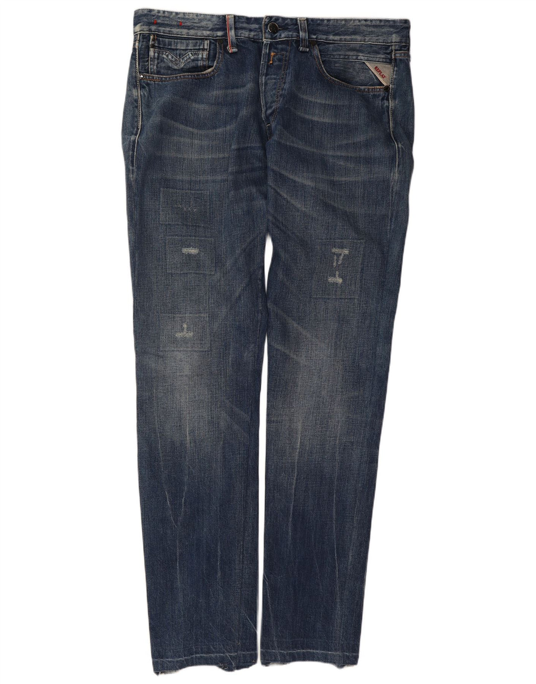 Replay Vaqueros ajustados desgastados para hombre W34 L34 Algodón azul