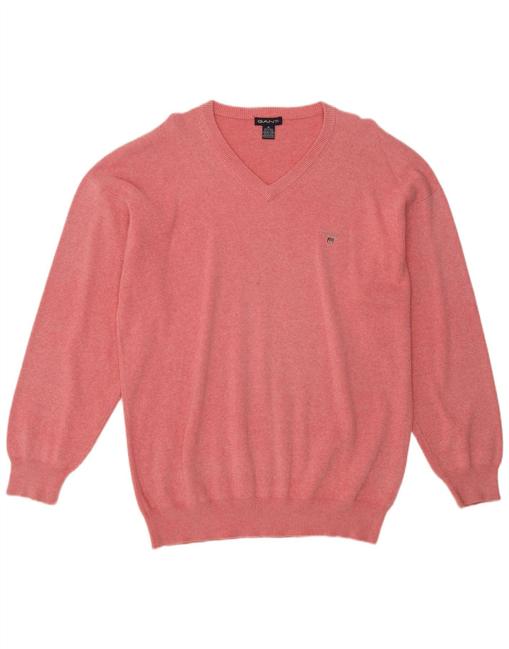 GANT Jersey con cuello en V para hombre XL de algodón moteado en rosa