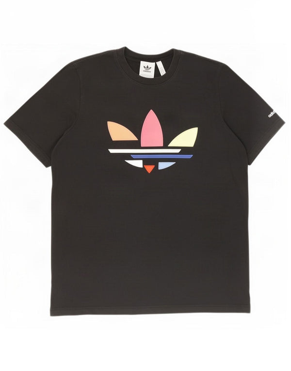 Adidas - Camiseta gráfica para hombre, talla grande, algodón negro