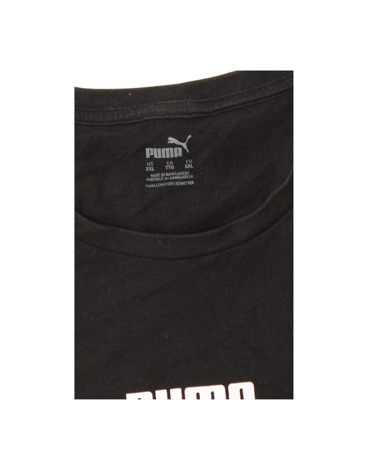 PUMA Mens Graphic T-Shirt Top 2XL Black Polyester