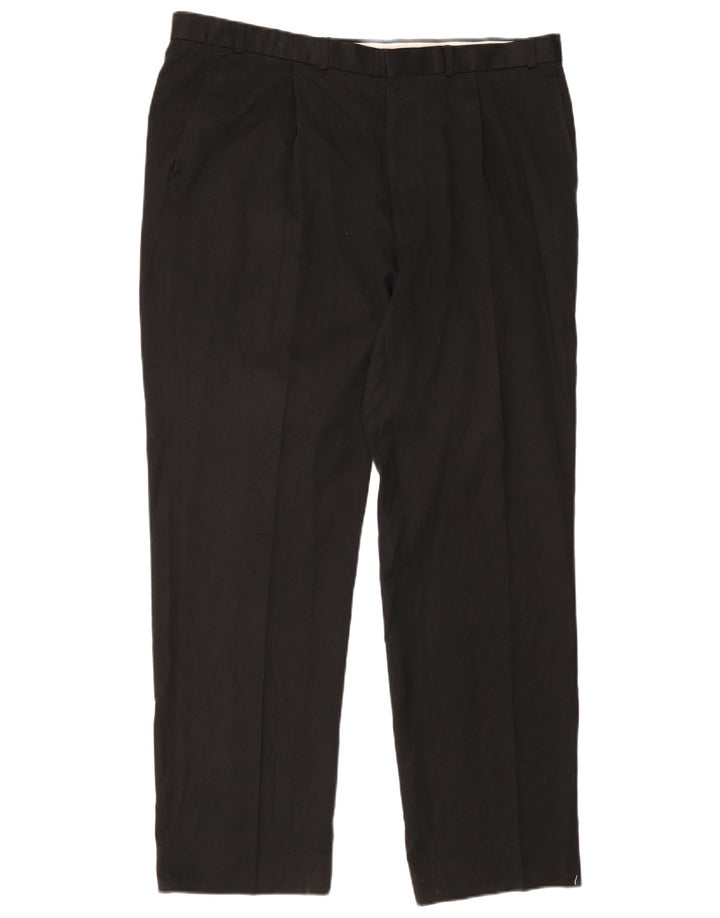 Marks & Spencer Pantalón de traje con pinzas para hombre W42 L33 Viscosa negra