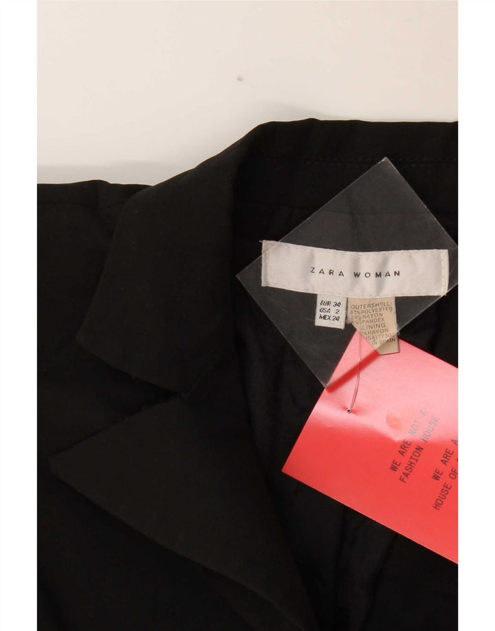 Zara Mujer Chaqueta Blazer De 1 Botón EU 34 2XS Poliéster Negro