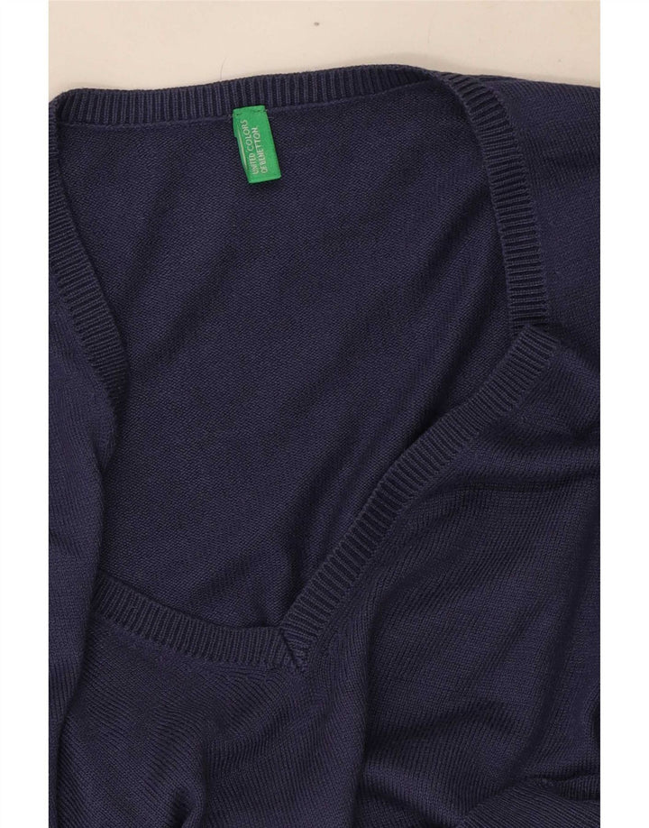 Benetton Jersey con Cuello en V para Mujer UK 8 Small Azul Marino