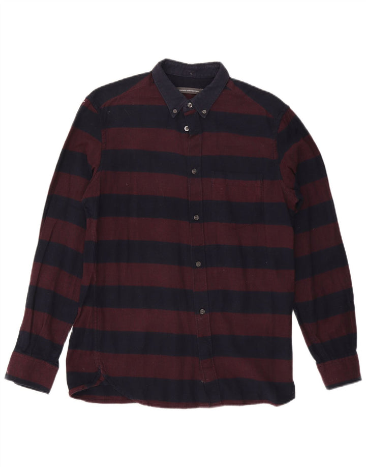 Camisa de franela de algodón a rayas en color burdeos medio para hombre de French Connection