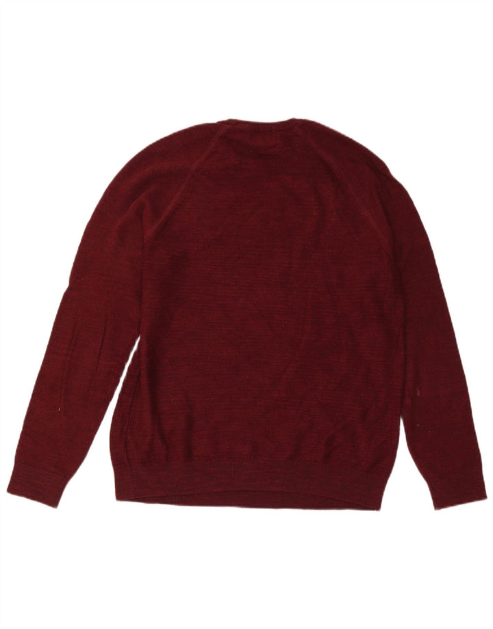 Marks & Spencer Jersey de cuello redondo para hombre de algodón burdeos medio