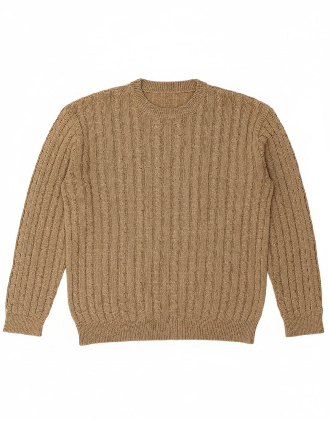VINTAGE Mens Crew Neck Jumper Sweater Large Beige