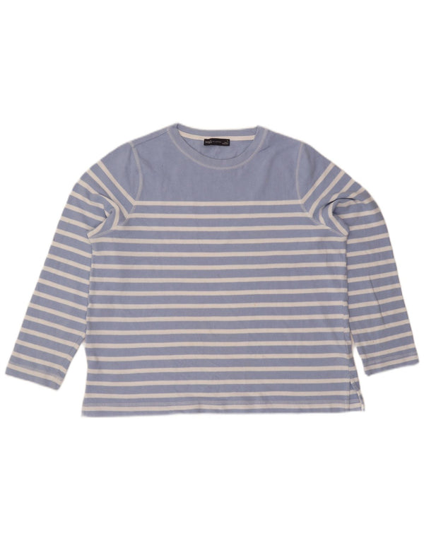 Marks & Spencer - Camiseta de manga larga para mujer, talla 40, XL, algodón a rayas azules