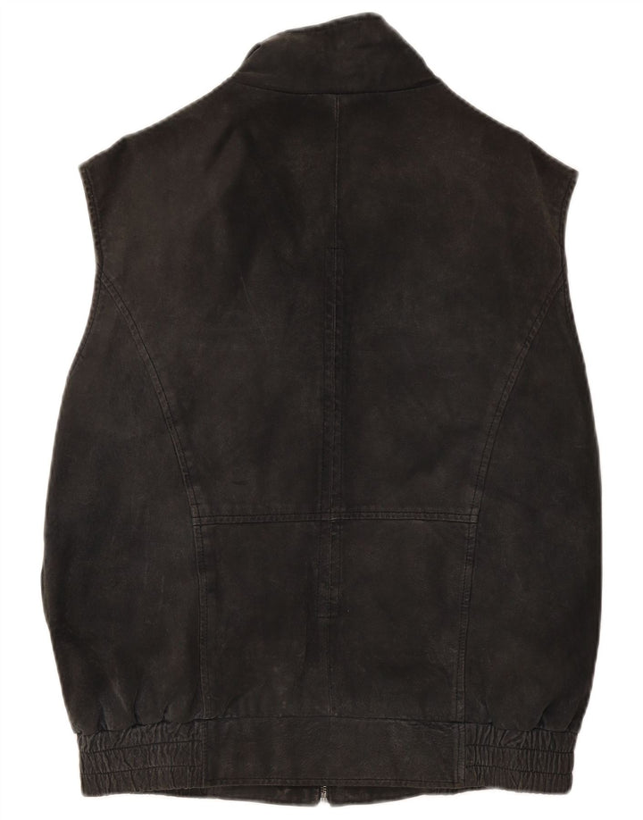 David Moore Chaleco de cuero para hombre IT 50 Grande Negro