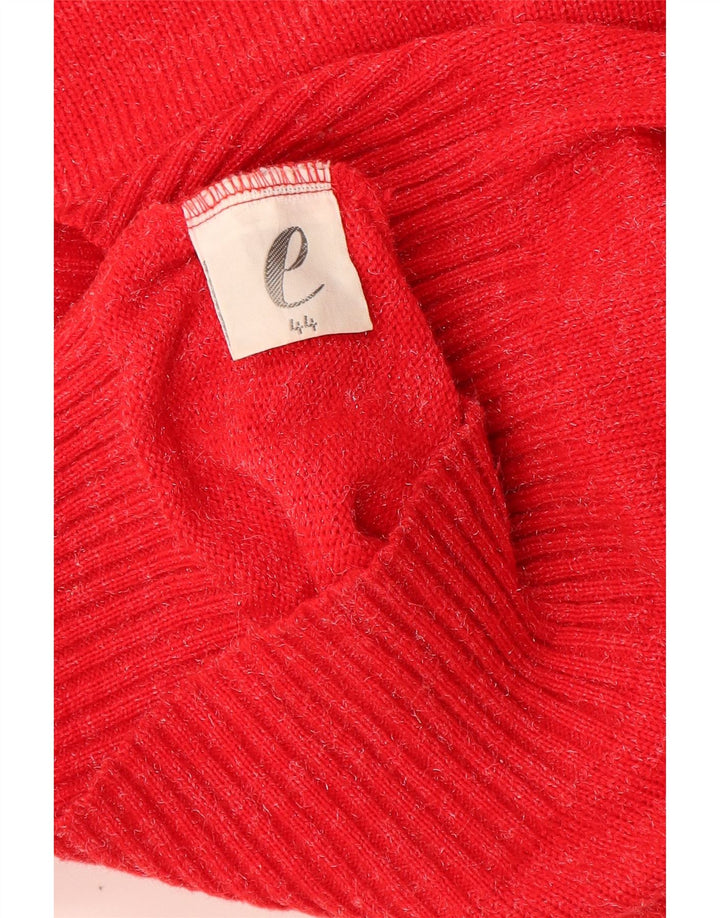 Vintage mujer barco cuello jersey suéter IT 44 medio rojo moteado