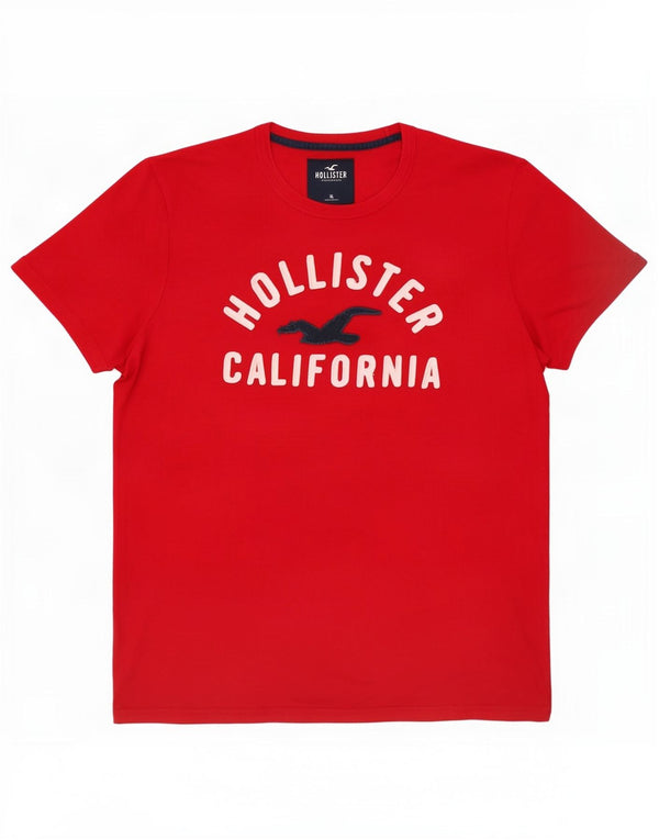 Hollister Hombre Camiseta Gráfica Top XL Algodón Rojo
