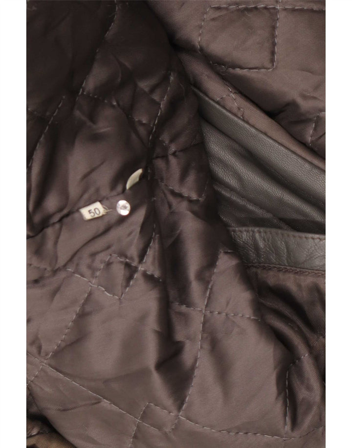 Chaqueta de cuero vintage para hombre IT 50 gris grande