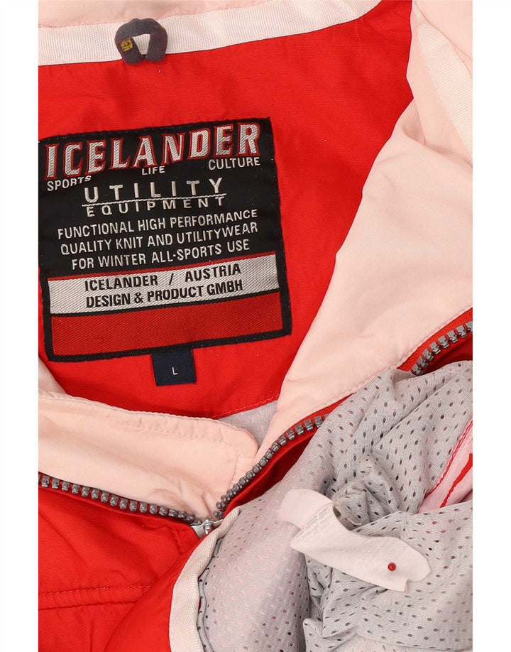 Vintage hombres utilidad con capucha Anorak chaqueta Reino Unido 40 poliamida roja grande