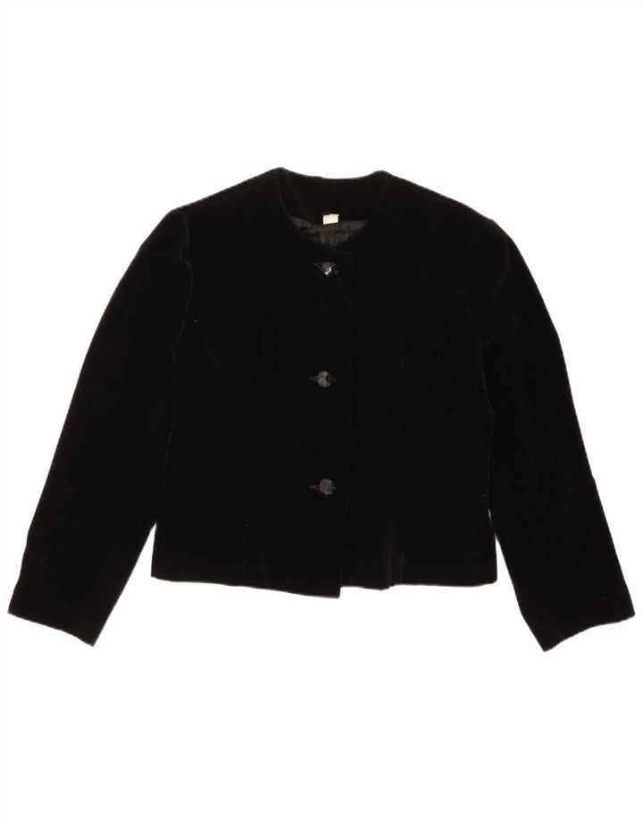 Vintage mujer 3 botones Blazer chaqueta IT 44 algodón negro medio