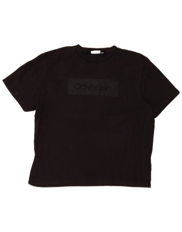 Calvin Klein Camiseta gráfica de ajuste cómodo para hombre Top XL Algodón negro