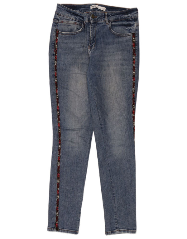 Zara Womens Graphic Skinny Jeans EU 40 Medium W30 L28 Blue