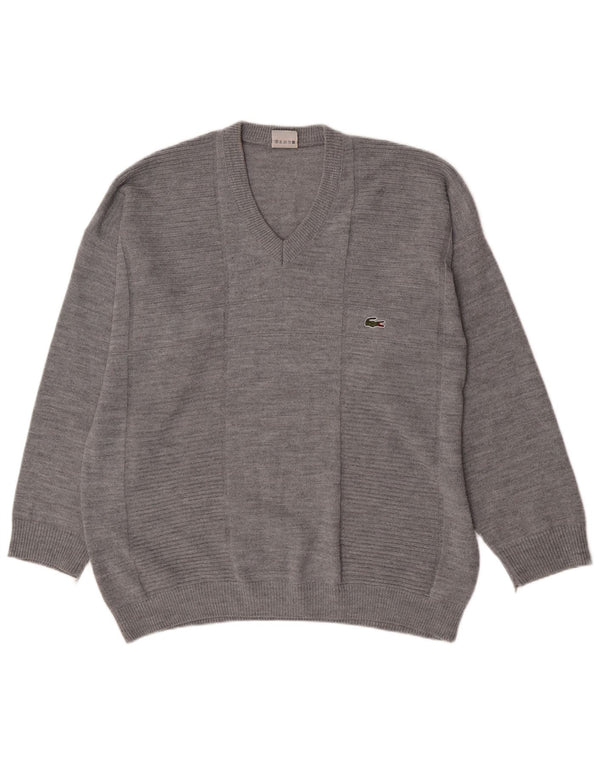 Lacoste Jersey con cuello en V para hombre, talla 2XL, algodón gris