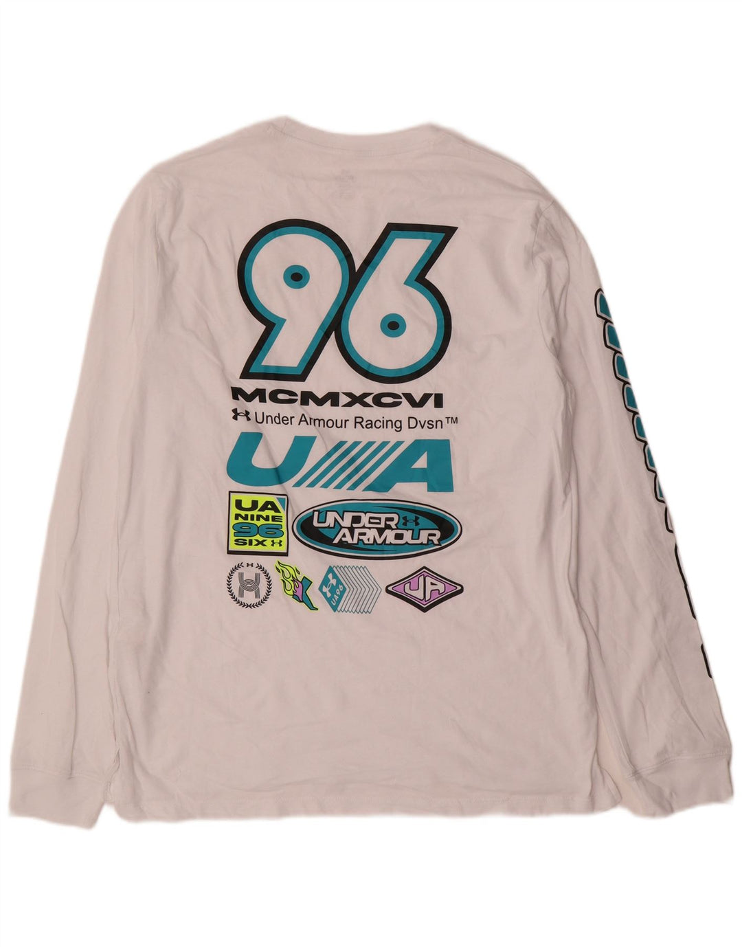 Under Armour Camiseta gráfica de manga larga para hombre de algodón blanco grande