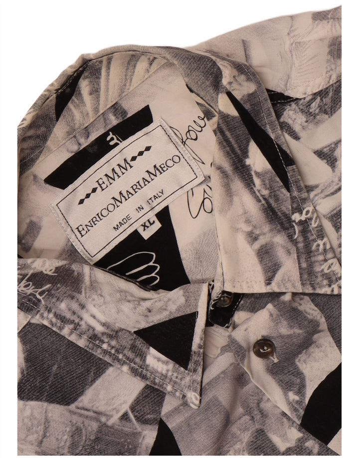 Camisa gráfica vintage para hombre XL Patchwork gris