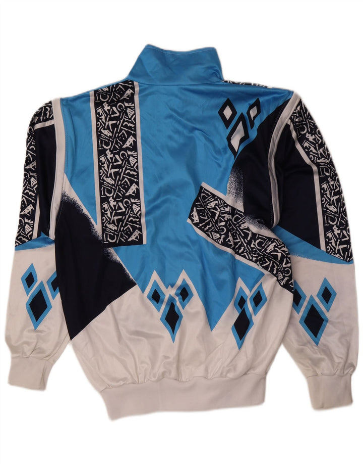 Vintage hombres chándal top chaqueta grande azul geométrico