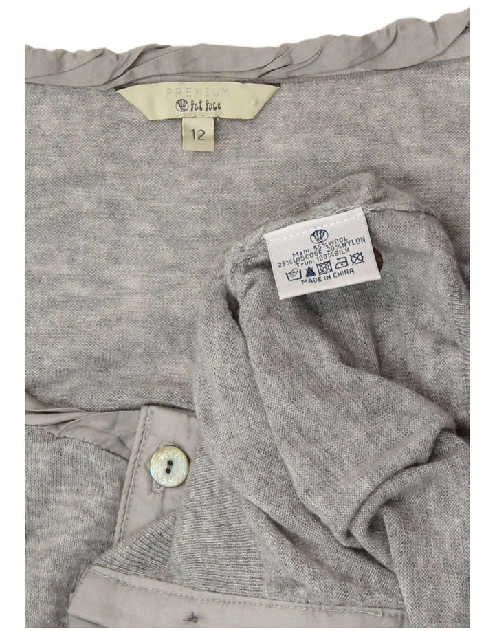 Suéter tipo cárdigan para mujer Fat Face UK 12 Lana gris medio