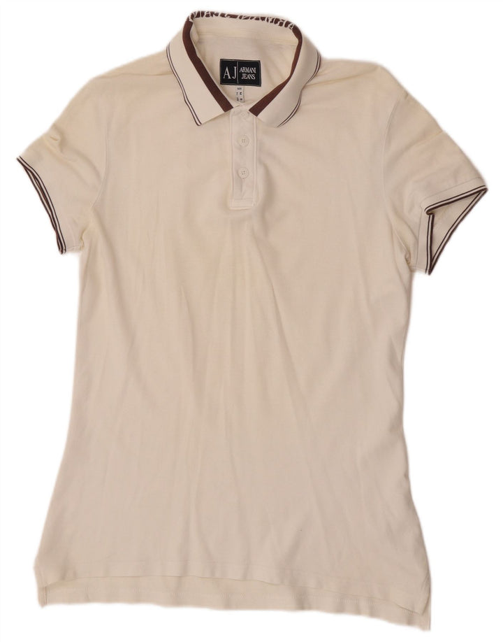 Armani Jeans Polo para mujer UK 44 Algodón blanco mediano