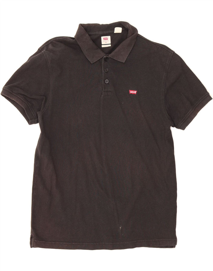 LEVI'S Mens Standard Fit Polo Shirt Medium Black Cotton Vintage Levi's and Second-Hand Levi's from Messina Hembry 