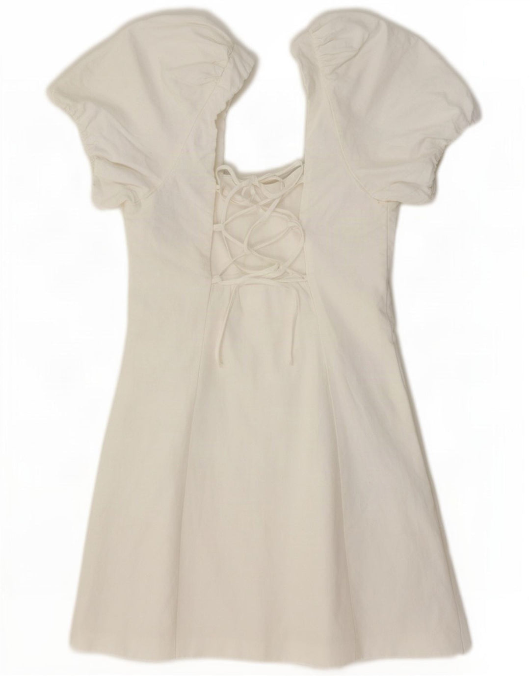 Zara Vestido Mini con Hombros Descubiertos para Mujer UK 8 Small Viscosa Blanca