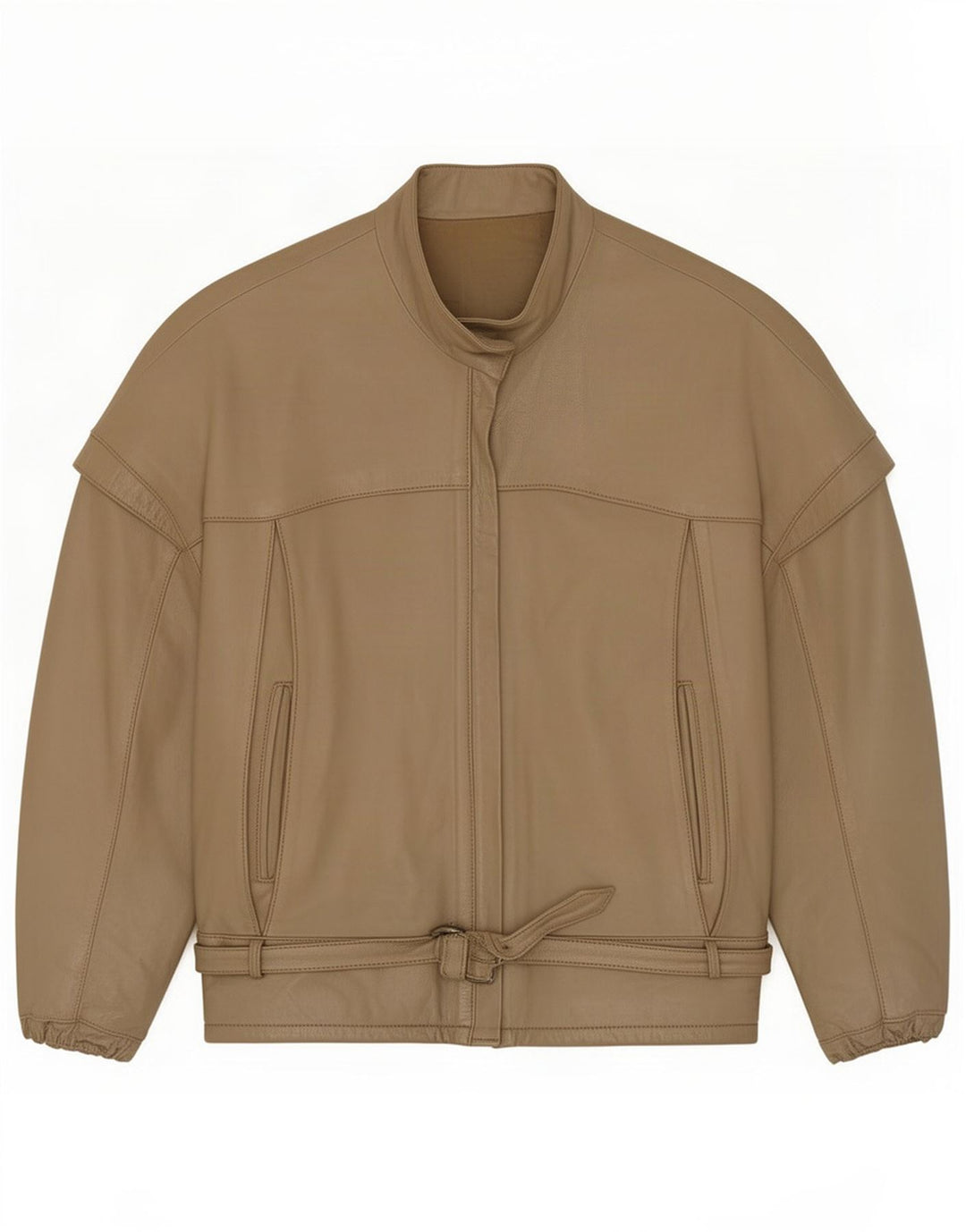 Chaqueta estilo corredor de cuero vintage para mujer UK 44 Medium Khaki