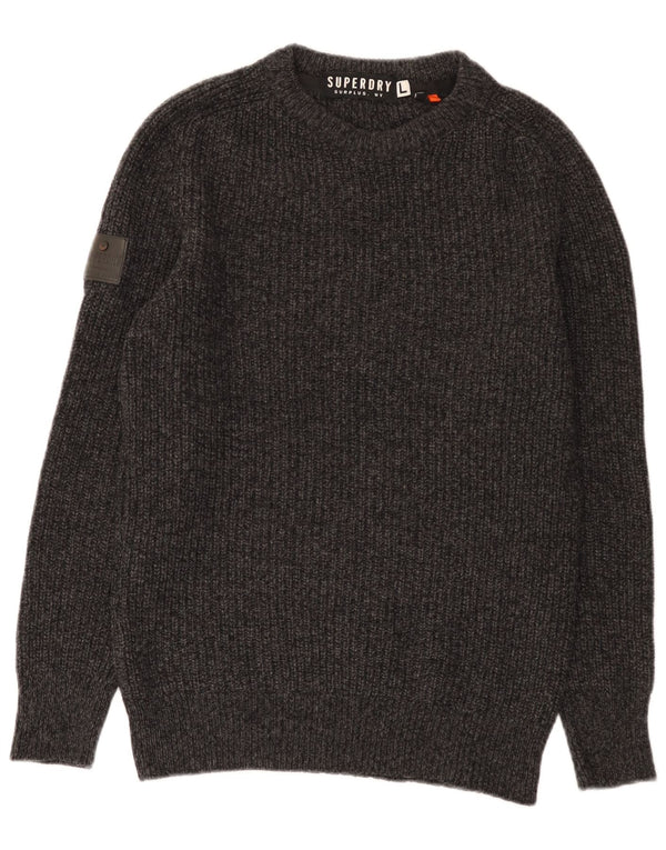 Superdry Jersey Con Cuello Barco Para Hombre De Lana Gris Grande