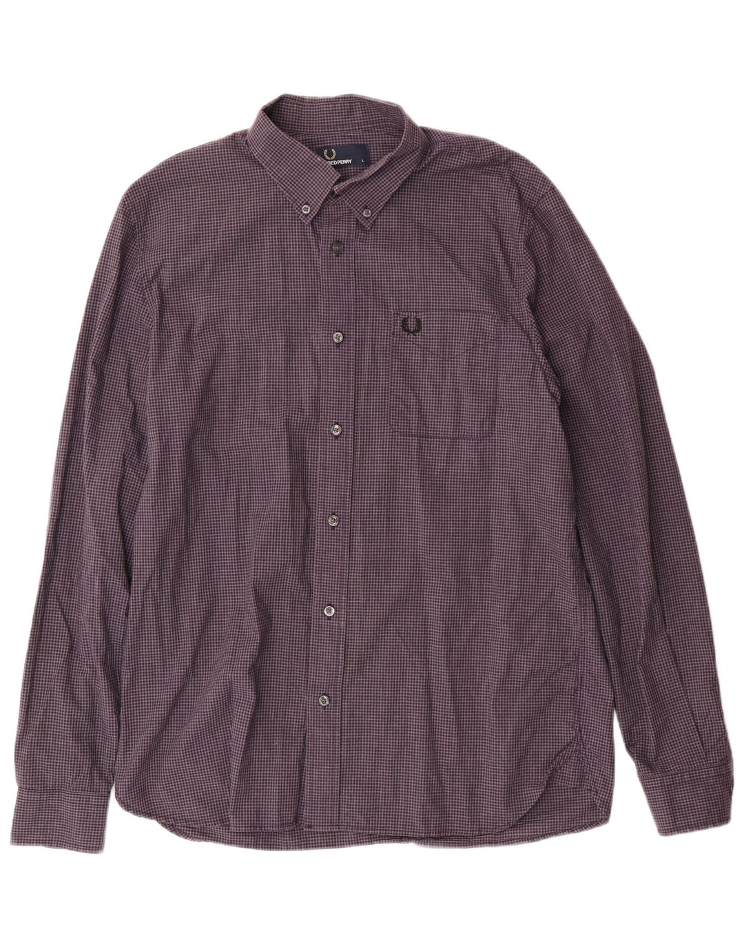 FRED PERRY Camisa para hombre grande de algodón a cuadros morado