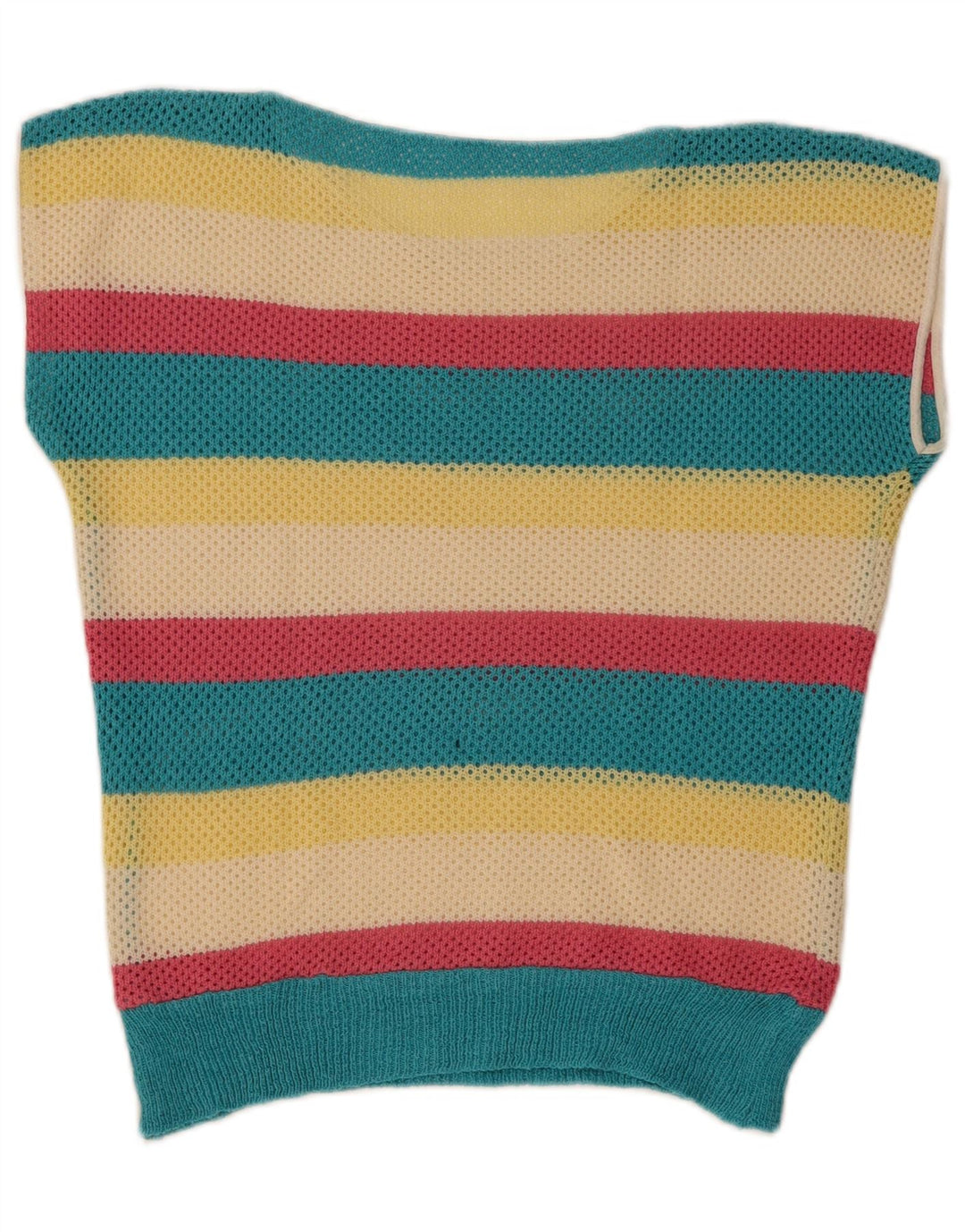 Vintage mujer chaleco camiseta sin mangas Reino Unido 12 medio multicolor rayas