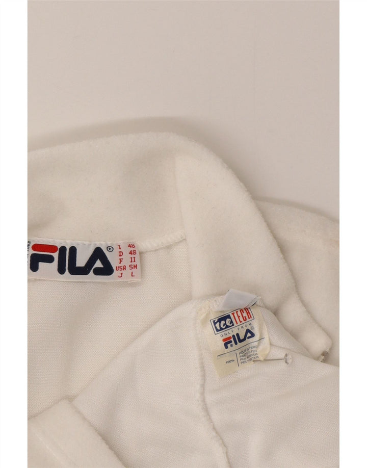 Fila Jersey de forro polar con cuello y cremallera para hombre IT 48 Poliéster blanco mediano