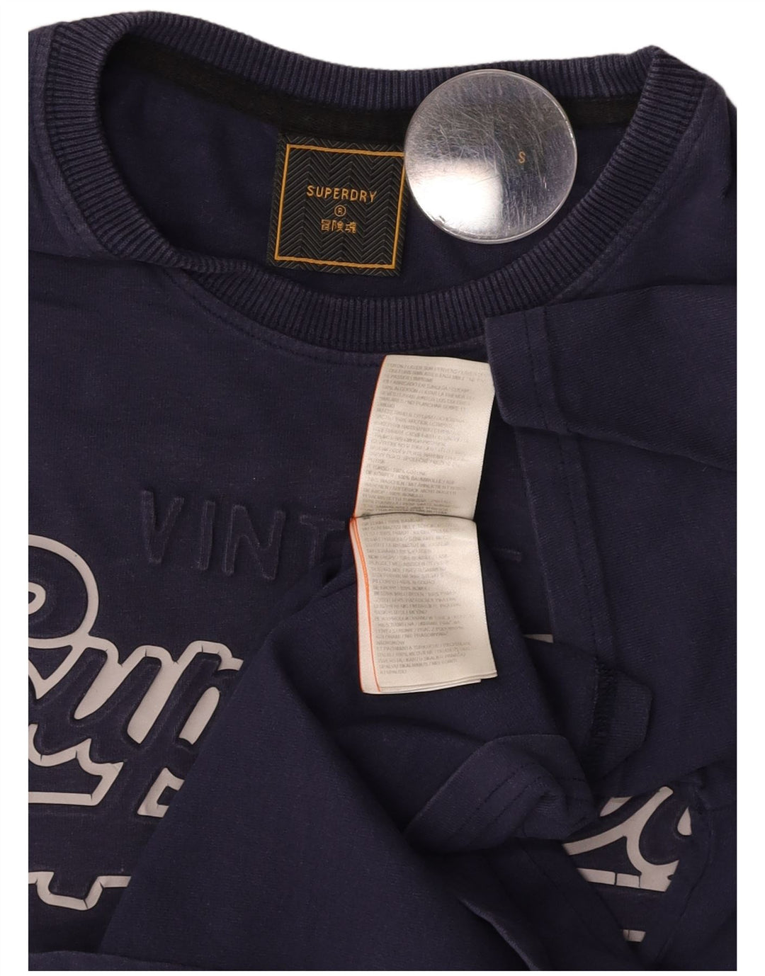 SUPERDRY Camiseta gráfica para hombre Top pequeño de algodón azul marino