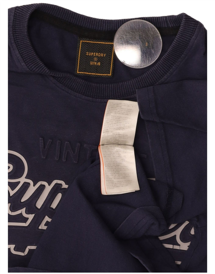 SUPERDRY Camiseta gráfica para hombre Top pequeño de algodón azul marino