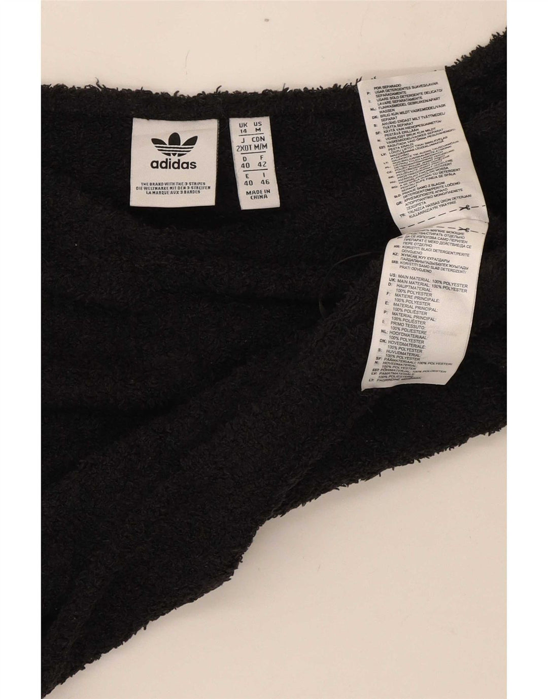 Adidas Top corto de forro polar con hombros descubiertos para mujer UK 14 Mediano Negro Poliéster