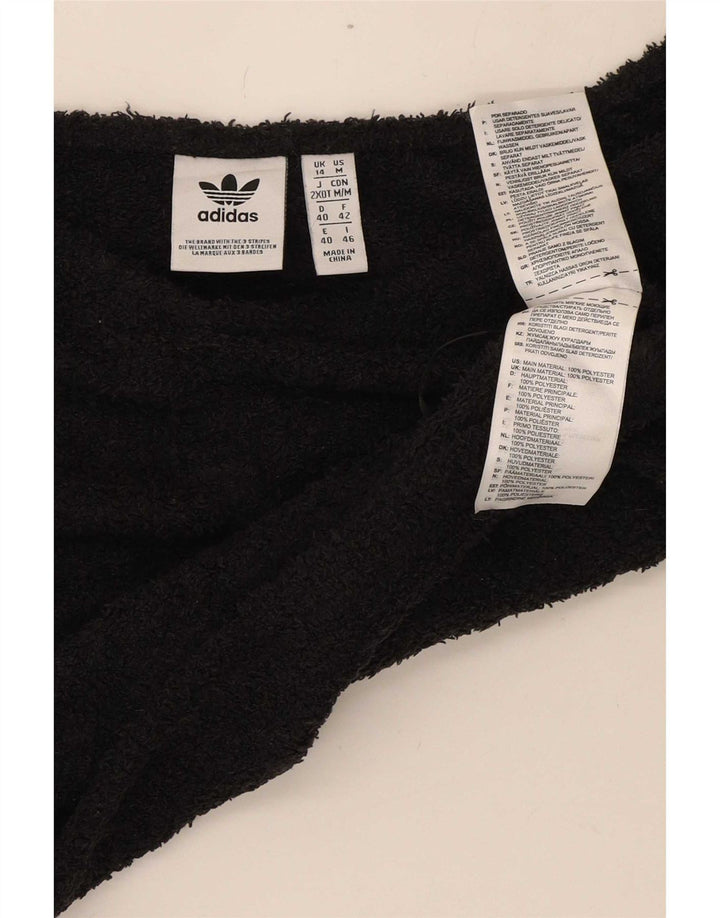 Adidas Top corto de forro polar con hombros descubiertos para mujer UK 14 Mediano Negro Poliéster