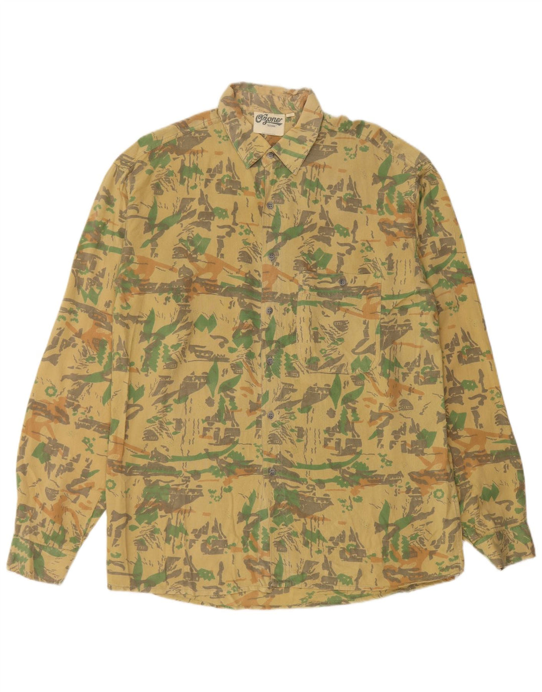 Camisa Con Estampado Abstracto De Viscosa Amarillo Medio Ozone Hombre