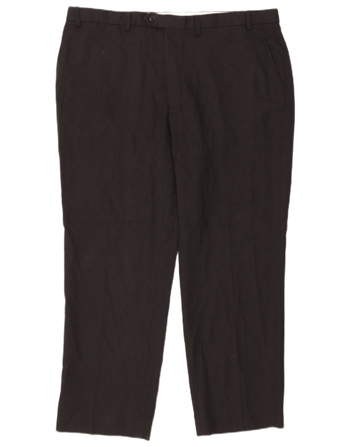 Marks & Spencer Pantalón de traje recto para hombre W42 L31 Poliéster negro