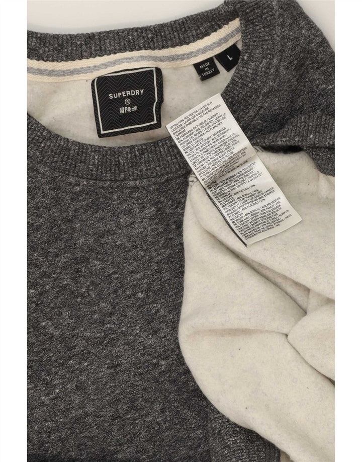 Superdry Sudadera tipo jersey para hombre de algodón moteado gris grande
