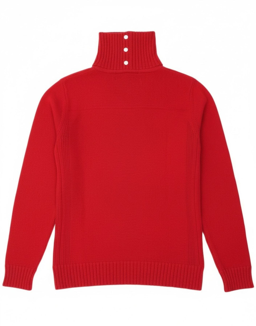 Gas Mujer Botón Cuello Jersey Suéter UK 46 Grande Lana Roja