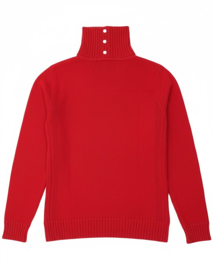 Gas Mujer Botón Cuello Jersey Suéter UK 46 Grande Lana Roja