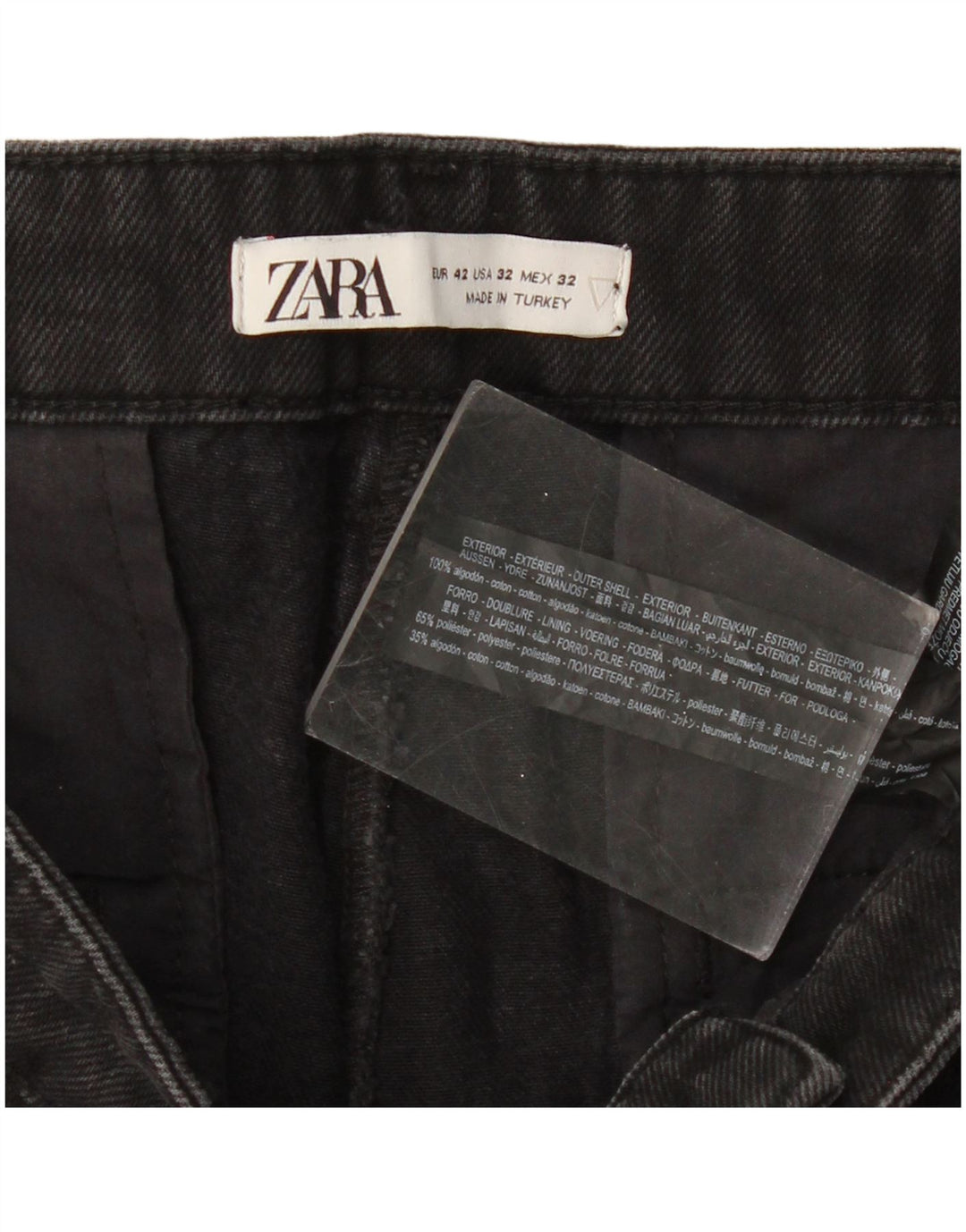 ZARA Vaqueros ajustados para hombre EU 42 Large W32 L27 Algodón negro