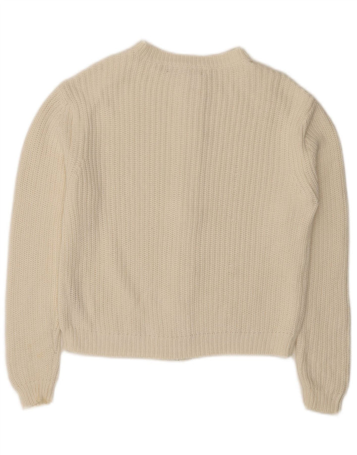 Marks & Spencer Suéter tipo cárdigan con cremallera completa para mujer Reino Unido 44 Algodón blanco mediano