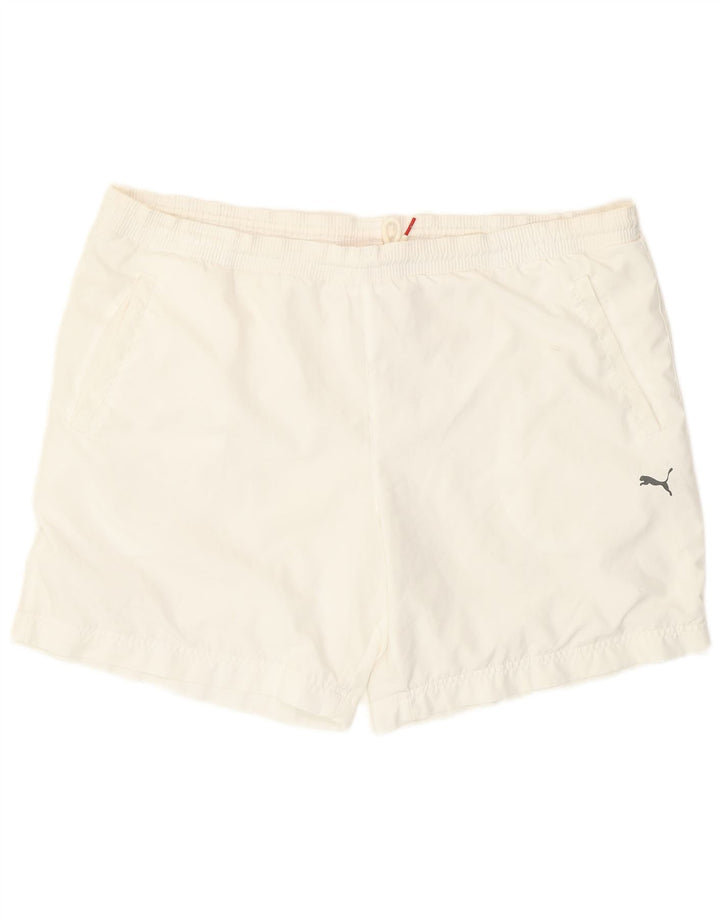 Puma Pantalones cortos deportivos para hombre poliéster blanco grande