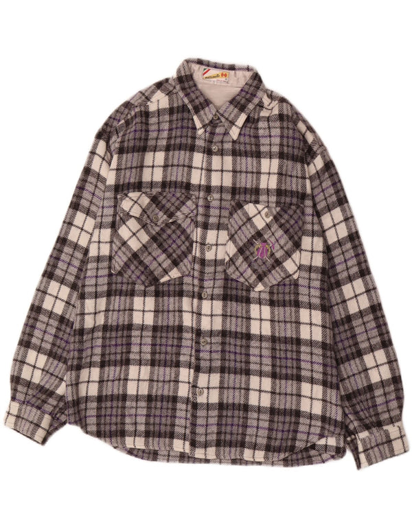 MAZZONETTO Camisa De Franela Hombre Small Gris Lana A Cuadros